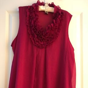 Marc Bouwer Fuchsia ruffled sleeveless top in 2X